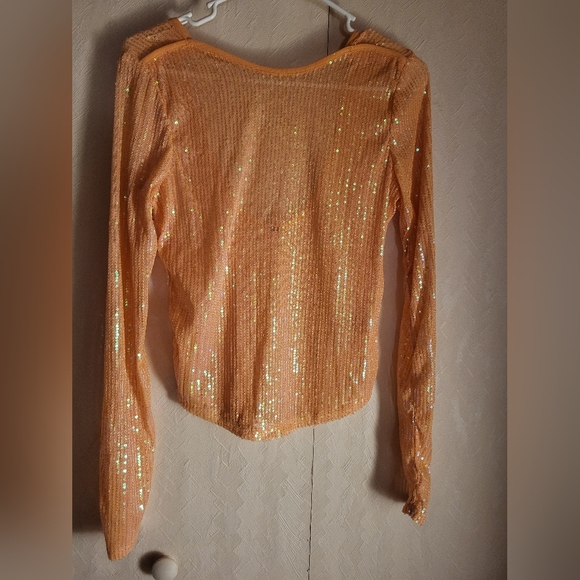 Free People Unapologetic Sequin Long Sleeve Top - Picture 3 of 4